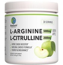 L-アルギニン5000mg + L-シトルリン2000mgコンプレックスパウダーサプリメントドリンクミックス - 心の健康、血流&エネルギーのためのニトリオキサイドブースター - 30サービング(グリーンアップル)