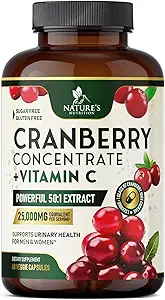 クランベリーの補足の丸薬25,000mg -女性及び人のための高い効力のビタミンCranberry、尿路の健康サポート、砂糖は、グルテンフリー、非GMOのクランベリーの濃縮物のエキス- 120のカプセル放します