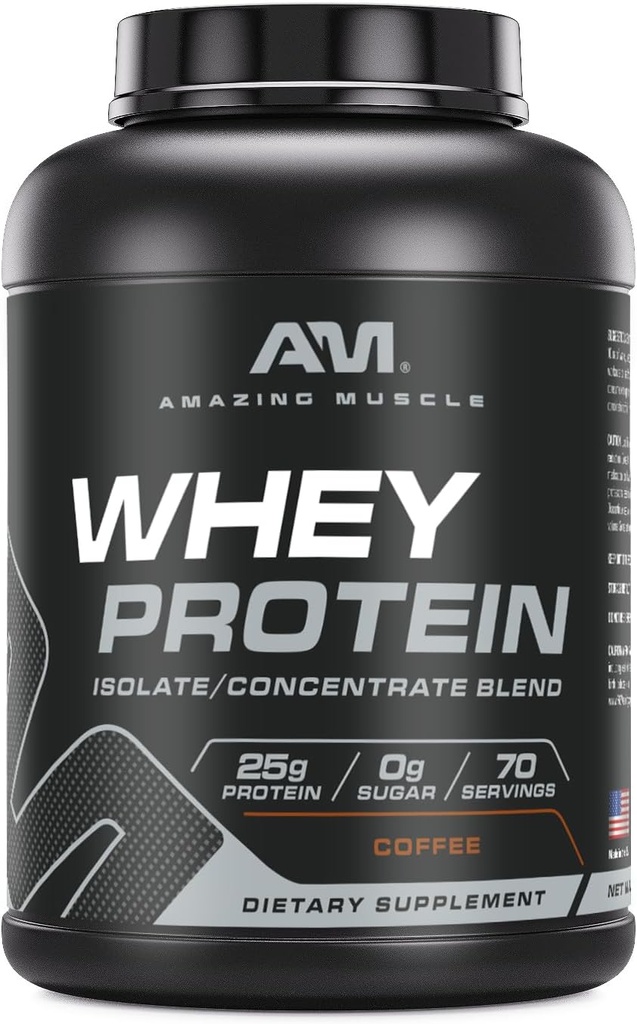 アメイジング・マッスル・ウィー・プロテイン 分離・濃縮ブレンド | コーヒー味 | 25 G たんぱく | 5 LB | 非GMO | グルテンフリー | アメリカ製