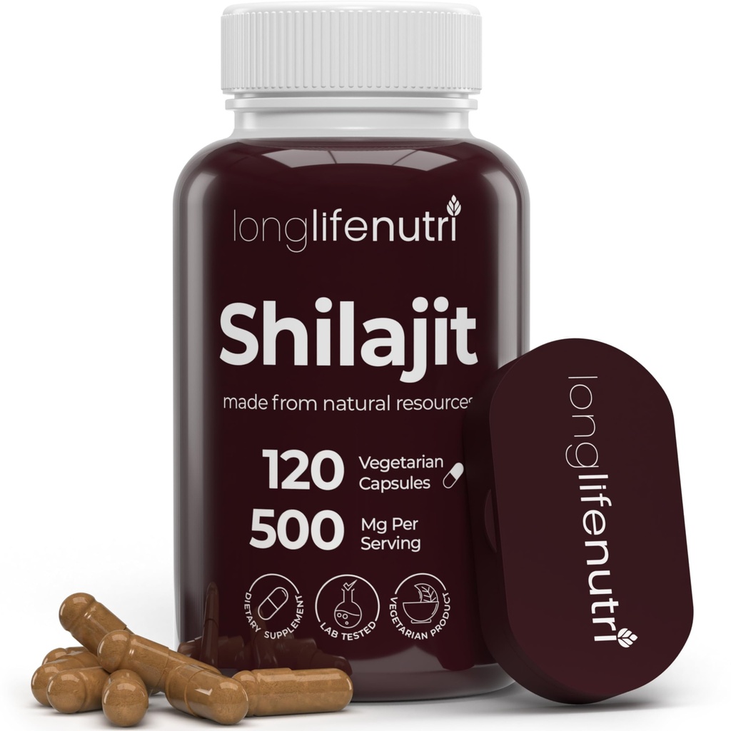 シラジットの純粋なヒマラヤのエキス500mg 15%のフルヴィック酸500mg - 120のベジタリアン カプセル、4か月の供給、Vitalityのための有機性補足及び米国で、グルテンフリー、非GMO