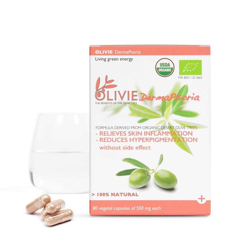 オーガニック オリーブ リーフ エキス サプリメント 女性と男性用 OLIVIE | 乾癬、湿疹、Hyperpigmentation | オリーブオイルカプセル | 抗酸化ポリフェノール | 80 ベジタールカプセル