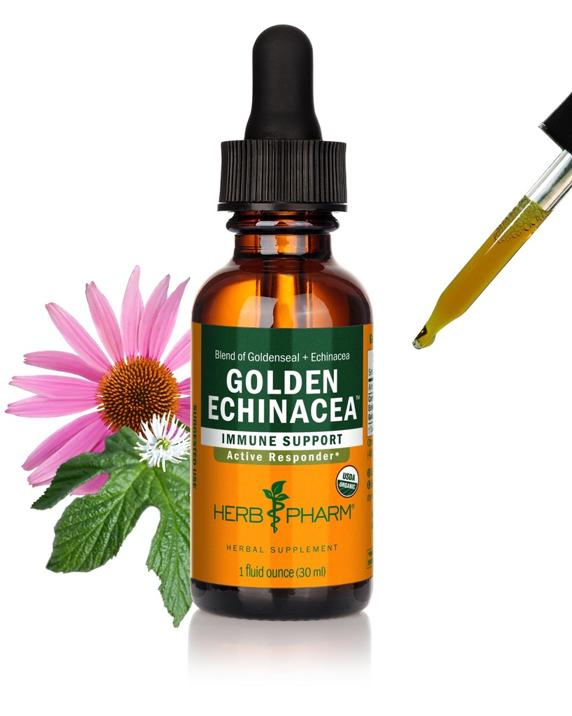 Herb Pharmは免疫システム サポートのための有機性金Echinaceaの液体のエキス- 1のOunce (DGOLDEN01)を証明しました