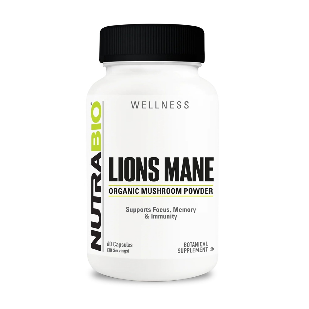 NutraBioのライオンのマネの補足のカプセル-有機性ライオンのマネのきのこの粉(500mg)-焦点、記憶、免除- 60の野菜カプセル