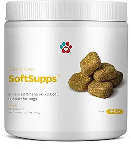 ペットの両親® スキン & コート ソフトパック® 犬のスキンとコートのサプリメント 犬のためのオメガ3魚油、ビタミンE、犬の痛みの軽減のための犬のためのバイオチン、犬のスキンケア、犬のための90ct皮膚ビタミン