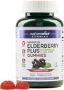 NatureWise Sambucus エルダーベリーグミー - ビタミンC、D3、亜鉛 - エルダーベリーと子供年齢のための免疫サポートサプリメント - ビーガン、非GMO - 60カウント[30日の供給]