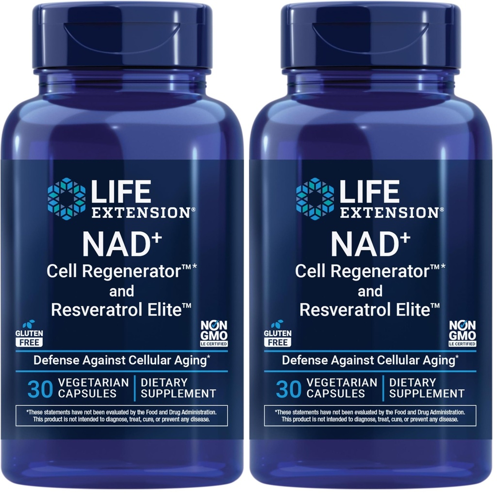 ライフエクステンション NAD+ 細胞の再生装置およびレスベラトロールのエリート、NIAGENのニコチンアミドのriboside、トランスレスベラトロール、ケルセチン、Fisetin、長寿、エネルギーおよび酸化ストレスのための、30のベジタリアンのカプセル