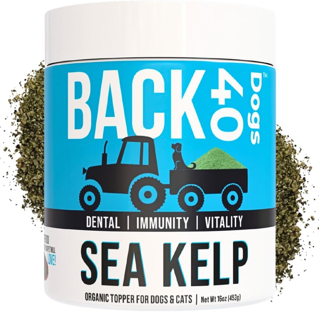 Organic Kelp Powder for Dogs, Dried Sea Kelp Supplement for Thyroid Function, Dental Health, Immune Support, Digestion, Skin & Coat - Iodine Rich - Multivitamin for Cats & Dogs 16oz - Made in USA
