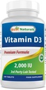 ベストナチュラルビタミンD3 2000 IU(50 mcg) - 100錠 - 100日の供給 - 免疫健康、強力な骨や歯をサポートし、筋肉機能(100カウント)