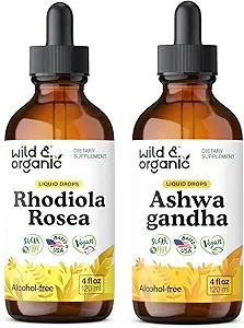 ワイルド&オーガニックRhodiola Rosea Tincture 4 fl oz & Ashwagandha Tincture 4 fl oz