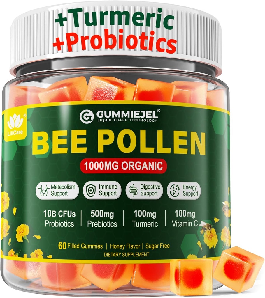 消化器の健康及び重量の蜂の花粉の有機性1000mg、w/Probiotics、プレバイオティクス及びターメリック、蜂の花粉の豊富なB-ビタミン、酸化防止剤、アミノ酸、消化器、重量及びエネルギーのための
