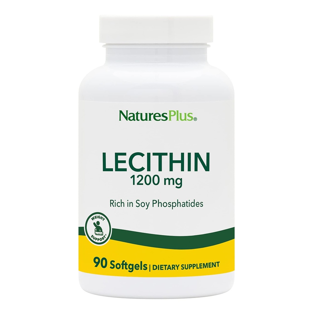 NaturesPlus Lecithin - 1200 mg、90 Softgels - Soy Phosphatides - Gluten Free - 90 サービング