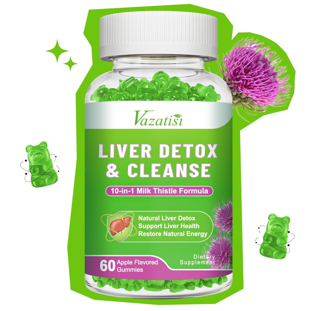 大人のためのミルクの牛ガミー。 肝臓の清潔なDetoxの修理グミ、肝臓サポート消化防止剤、60ct Appleの味のためのミルクのこの点のエキスの補足