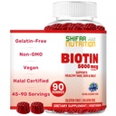 SHIFAA NUTRITION ビーガンビオチングミイズ for 大人 & キッズ | 90グミズ | 5000 mcg 45 サービング | 非GMO | グルテン, ゼラチン, ピーナツ, 卵 & 乳製品 無料 | バイオチングミ ビタミン 毛, 皮膚 & 爪 ハラール