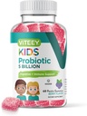 子供のためのViteey Probioticグミー - 5ビリオンCFU - プロバイオティクスキッズ便秘救済、自然免疫&消化の健康サポート - ベジタリアン、ゼラチン無料、GMO無料 - おいしいベリー風味のガミー