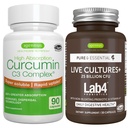 ライブカルチャー+ Lab4 Probiotics + 高吸収クルクミンC3コンプレックスビーガンバンドル、25 Billion CFU Probiotic、非Bloating Prebiotic + 300% 急流の吸収クルクミノイド、Igennusによる