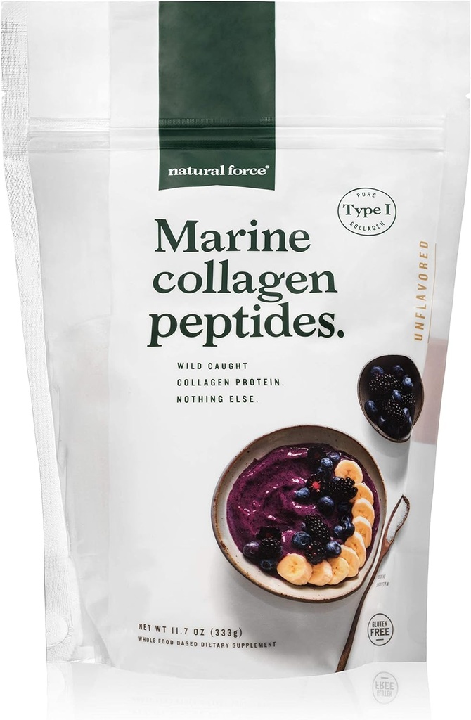 Natural Force Clean Marine Collagen Powder – Tested for Toxins – Certified Keto & Paleo – Hydrolyzed Pure Type I Protein for Anti Aging, Skin, Hair, and Nails – Wild Caught + Non-GMO, 11.7 Ounce
