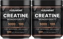 NatureBell 2パッククレアチンモノハイドパウダー500g、サービングあたりの5,000mg | Micronized、Pure & Unflavored | Pre-Workout Muscle Support | Keto、Vegewel、Fireer-Free | 200 サービング(2.2 lb)
