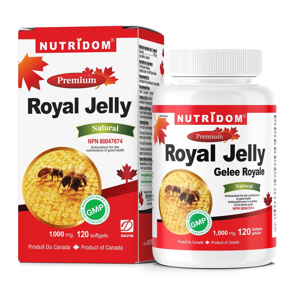 Nutridom Royal Jelly 1000mg、120 softgels (1本のびん)