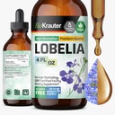 肺クレンジング&デトックスのためのBIO KRAUTER Lobelia Tincture - 純粋なビーガンロベリアハーブ液体エキス - 4 Fl.Oz 168 供給日 - 呼吸サポートサプリメント - アルコール&砂糖無料、非GMO