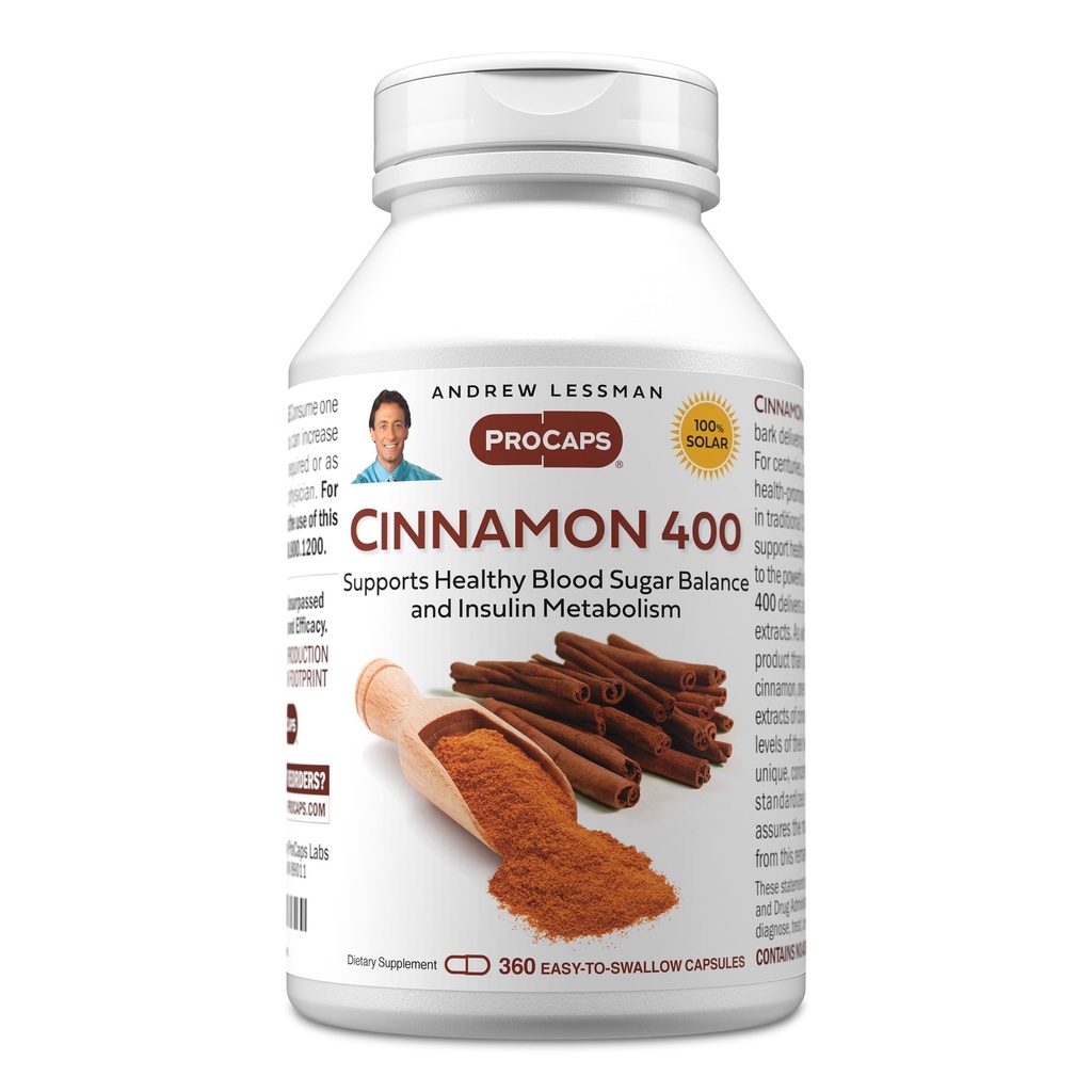 ANDREW LESSMANシナモン 400mg - 360カプセル - 高効力、標準化されたエキス。 添加物無し。 カプセルを飲みやすい小型