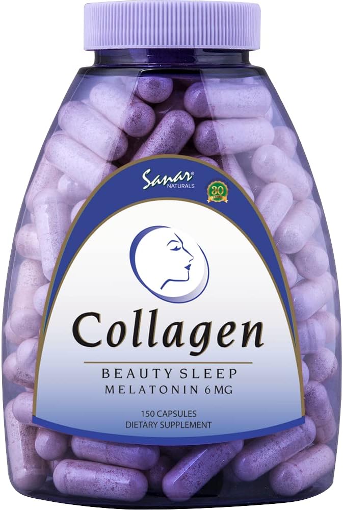 Sanar Naturals Collagen Pills Beauty Sleep with Melatonin 6 mg - Boost Hair Skin Nails Joints - Hydrolyzed Collagen Peptides Supplement, 150 Capsules