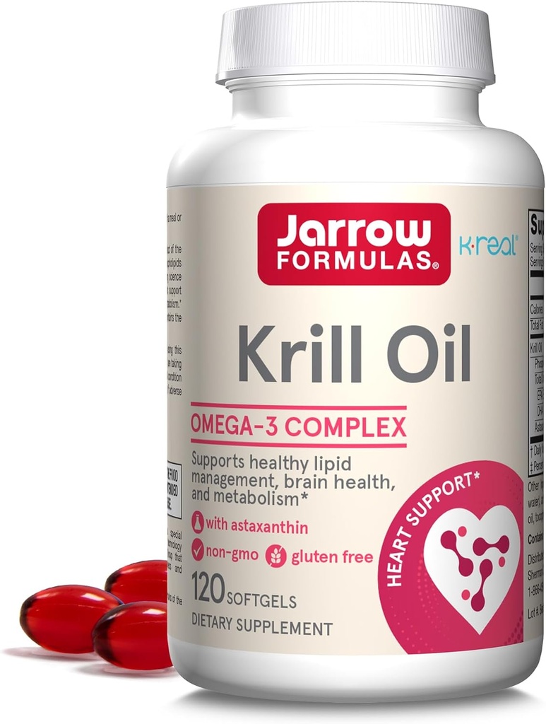 JarrowフォーミュラKrillオイル - 120 Softgels - アスタキサンチンとホスホリピドオメガ-3コンプレックス - 5月サポートリピッド管理、脳機能と代謝 - 60のサービング