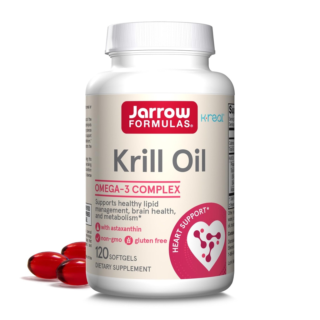 JarrowフォーミュラKrillオイル - 120 Softgels - アスタキサンチンとホスホリピドオメガ-3コンプレックス - 5月サポートリピッド管理、脳機能と代謝 - 60のサービング