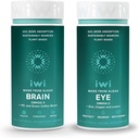 Iwiライフブレイン&アイオメガ-3バンドル、30サービング、ビーガン植物ベースの藻オメガ3とEPA + DHA、Krill&フィッシュオイル代替、魚介の後味なし