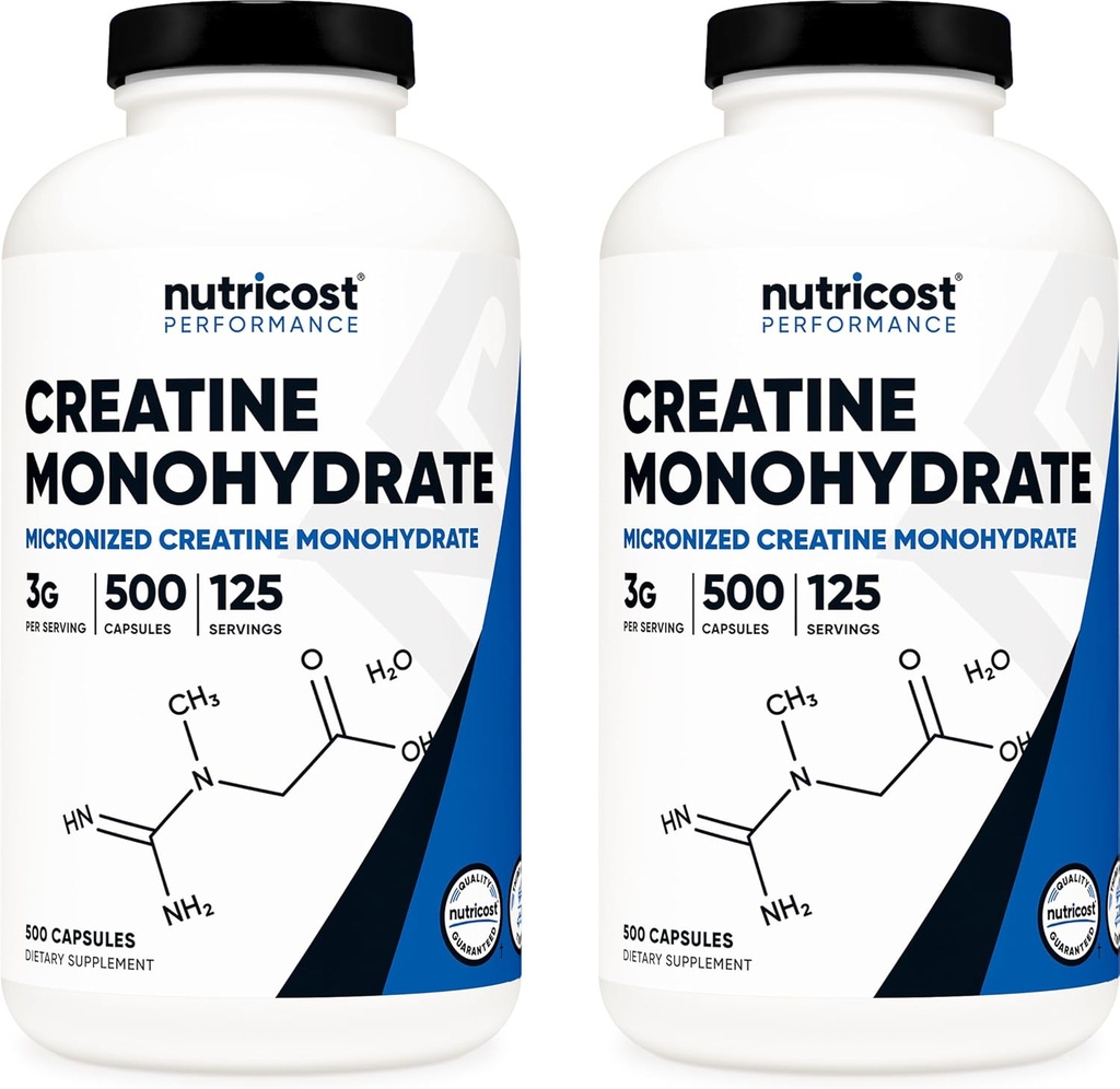 ナトリコストクレアチンモノハイドレート3000mgサービング、(カプセルごとの750mg)、500カプセル(2本のびん)