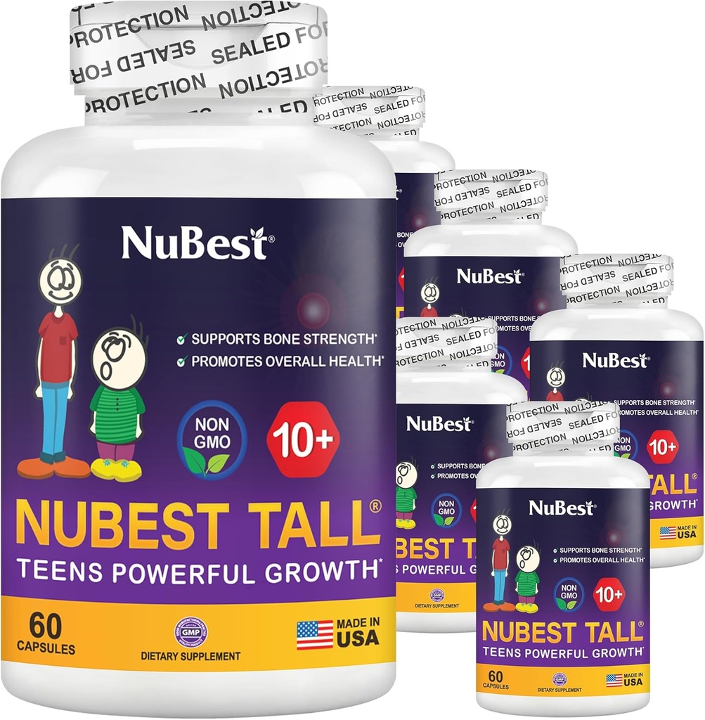 NuBest Tall 10 + プレミアム骨強度フォーミュラ、Calcium、ビタミンD3、ビタミンK2、マルチビタミン10 +年齢10 +のための免疫と全体的な健康を強化 | パック6