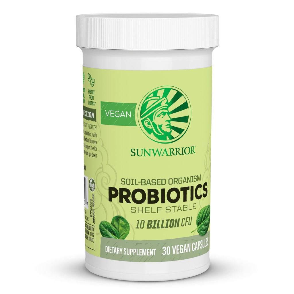 Sunwarrior Probiotics 土壌ベースのビーガンカプセル | 10億 CFU 消化大豆無料乳製品無料 | 30 CT