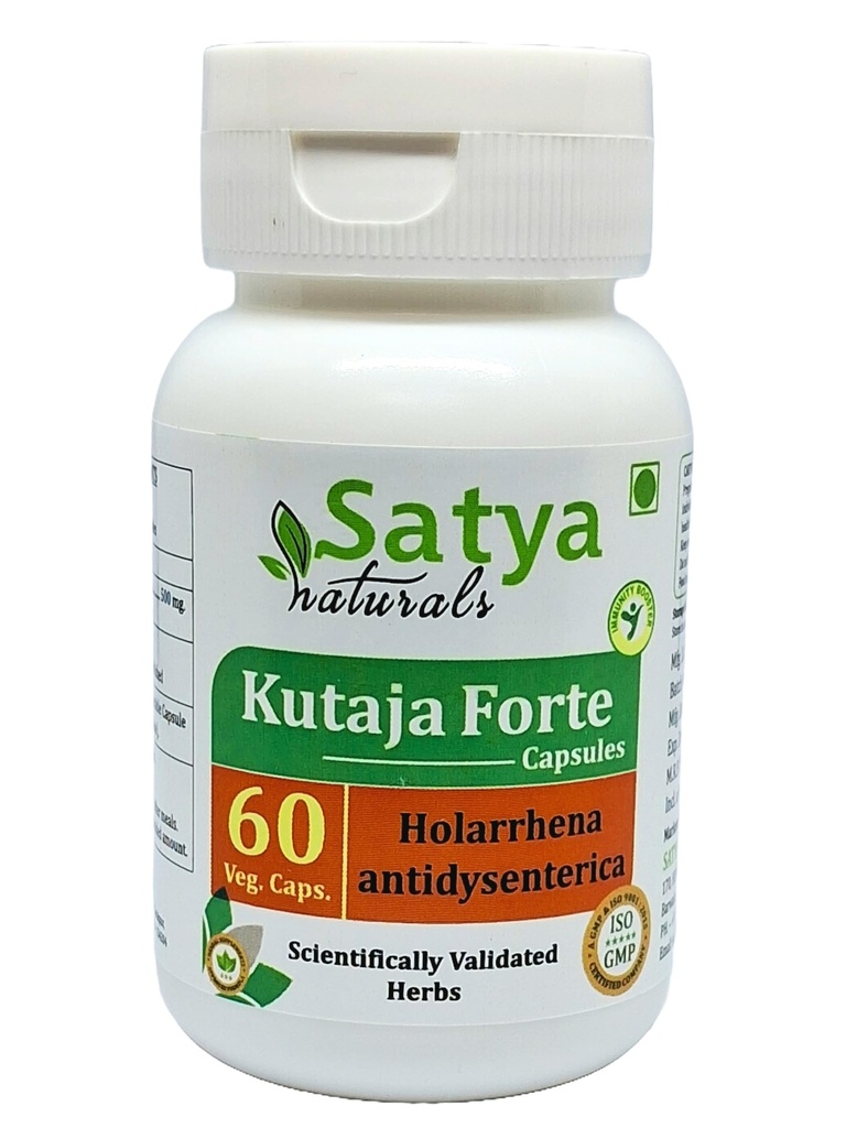 クタジャ フォルテ カプセル 500 mg. 60 Veg. カプセル | クタジャ (ホラーレナ アンチジステリカ) 男性と女性のためのカプセルを抽出します | アーユルヴェーダ ハーブ サプリメント/救済 | 10:1 フォルテ (1 ボトル 60 カプセル)