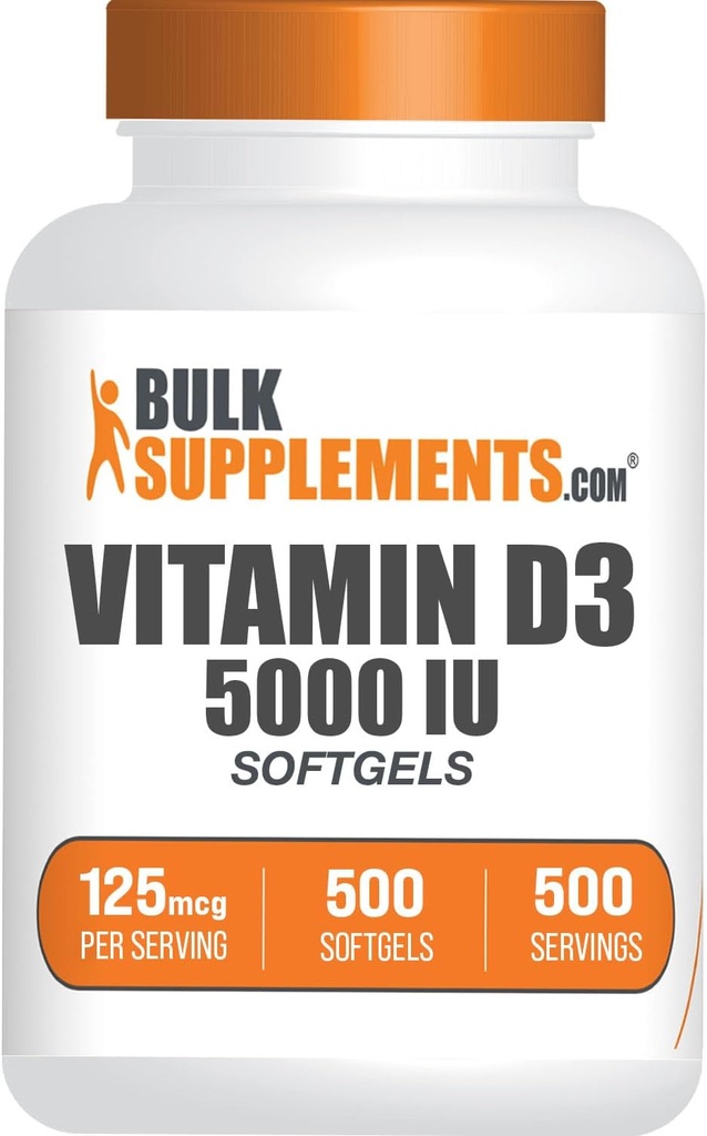 BulkSupplements.comビタミンD3 5000IU Softgels - Cholecalciferol、D3サプリメント、ビタミンD 5000 IU - 1ビタミンD3 Softgel(ビタミンDの125mcg)、500カウント(パッケージ1)