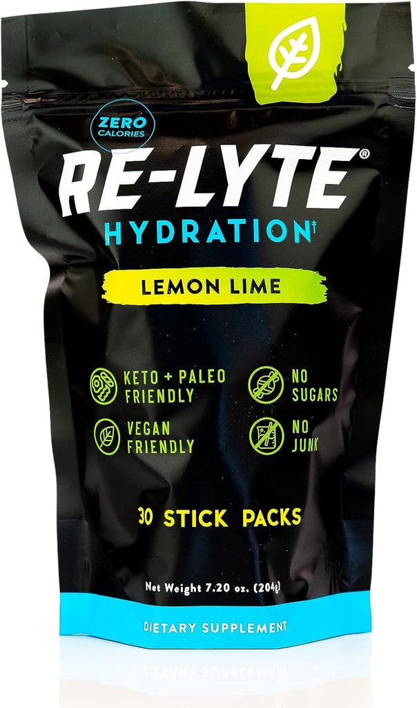 REDMOND Re-Lyte Electrolyte Drink Powder Mix (Lemon Lime), 30 Stick Packs
