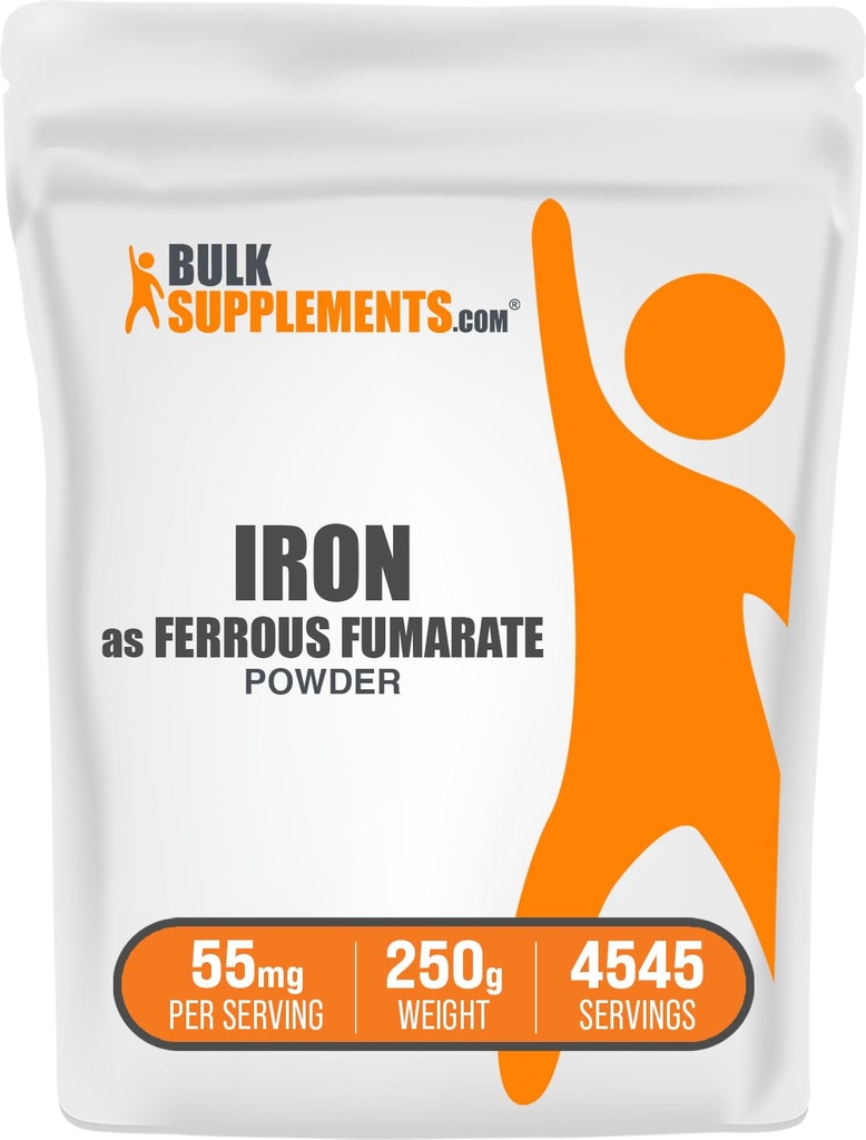 BulkSupplements.comの鉄の最終的な粉-人および女性のための必須の鉱物、鉄の補足-グルテンフリーのGluten、サービングごとの55mg、250g (8.8のoz) (パッケージ1)