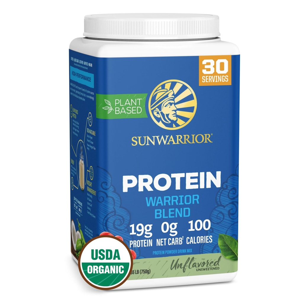 ヴィーガンオーガニックプロテインパウダー工場を拠点とする | BCAA Amino Acids Hemp Seed Soy Free Dairy Free 希釈無料 合成無料 NON-GMO | Unflavored 30 サービング | 戦士のブレンド Sunwarrior