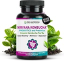 TRIO NUTRITION Nirvana Kombucha - 有機茶によるマルチストレインプロバイオティクス&プレバイオティックブレンド - 消化および免疫の健康のための遅延レアーゼカプセル - ブロッキング救済 - 自然pHバランス
