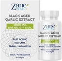 Zane - 老化した黒いニンニクのカプセル - 免疫システム、血圧およびコレステロールの健康サポート - より少ない臭気 - Allicin - 60カプセル非GMO、グルテン - 乳糖 - パラベン無料。