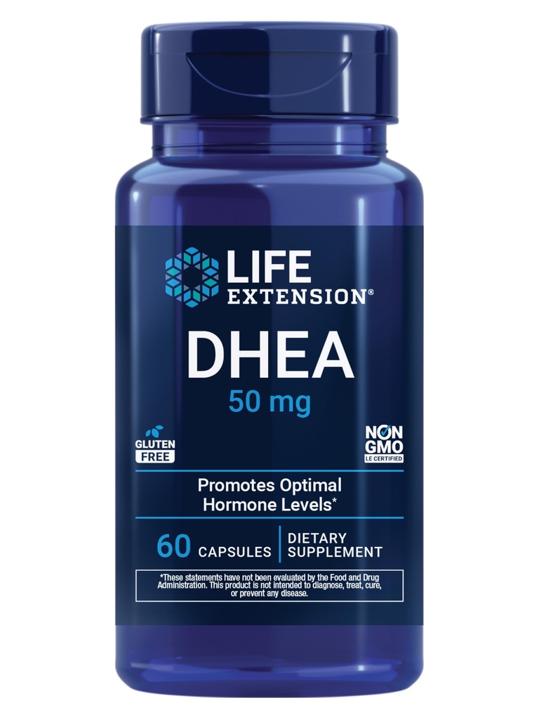 ライフエクステンションDHEA 50 mg – ホルモンバランスサプリメント, メモリ, 筋肉量と骨密度サポート, 健康な性ドライブ, グルテンフリー, 非GMO, 60カプセル