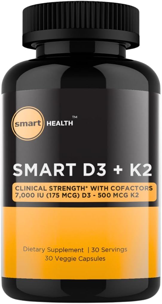 ビタミンD3 + K2 - 骨の健康と免疫サポート - 7000 IU(175 MCG)D3 + 500 MCG K2 - コファクタB6、マグネシウム&亜鉛 - グルテンフリー、ビーガン、非GMO - 栄養補助食品 - 30 Veggieカプセル