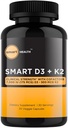 ビタミンD3 + K2 - 骨の健康と免疫サポート - 7000 IU(175 MCG)D3 + 500 MCG K2 - コファクタB6、マグネシウム&亜鉛 - グルテンフリー、ビーガン、非GMO - 栄養補助食品 - 30 Veggieカプセル
