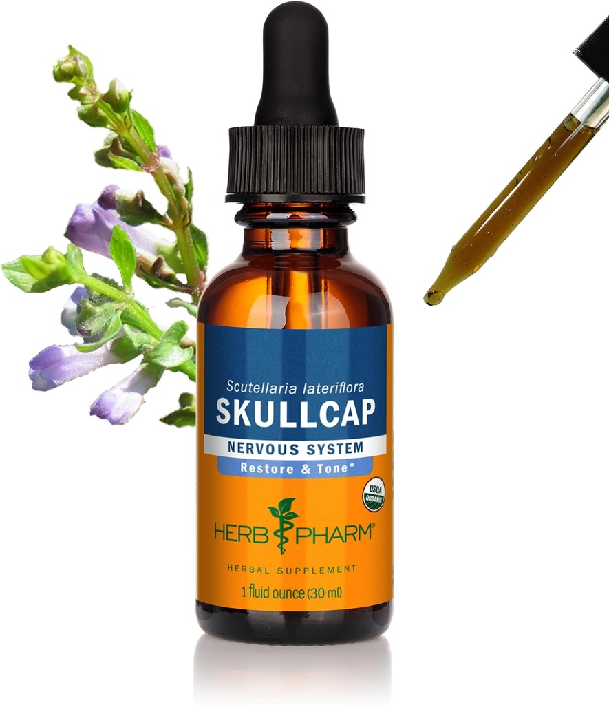ハーブ Pharm は Nervous システム サポート、有機性 Cane アルコール、1 つの Ounce のための有機性 Skullcap の液体のエキスを証明しました
