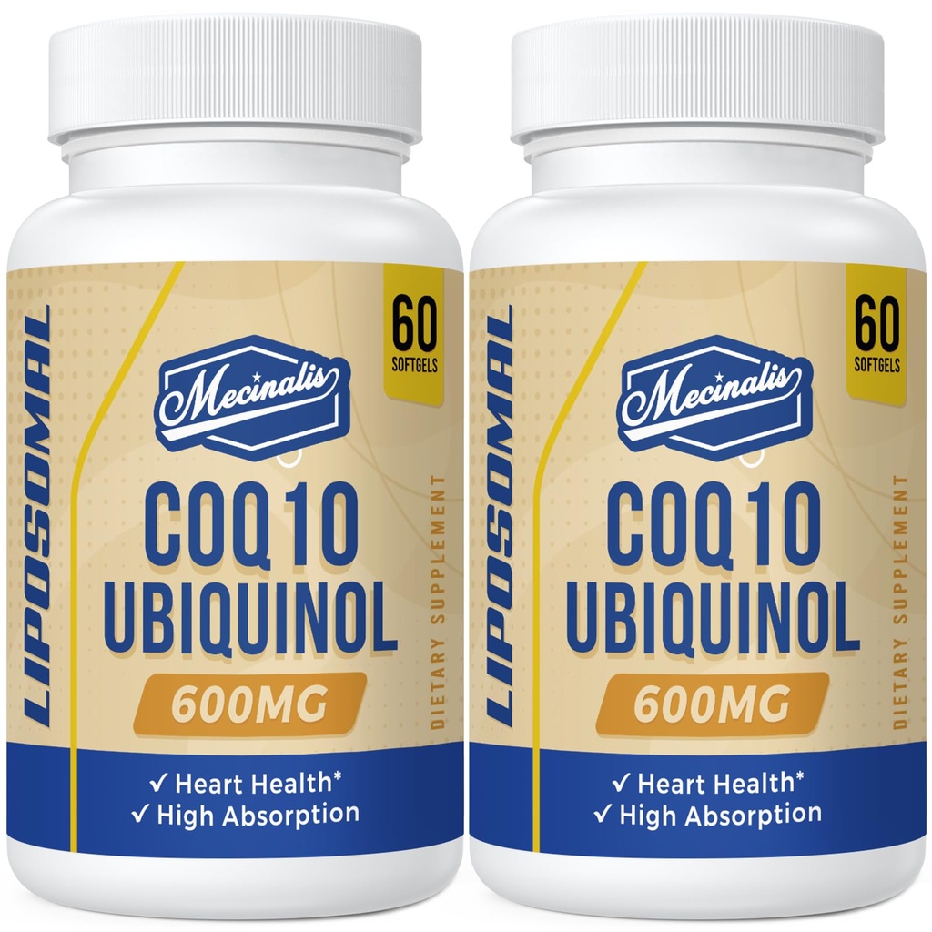 Liposomal CoQ10 Ubiquinol 600mg Softgels | 優れた吸収性Ubiquinol CoQ10サプリメント | 強力な活性抗酸化フォーム Coenzyme Q10 | 心臓機能とエネルギー生産 | 120 Softgels