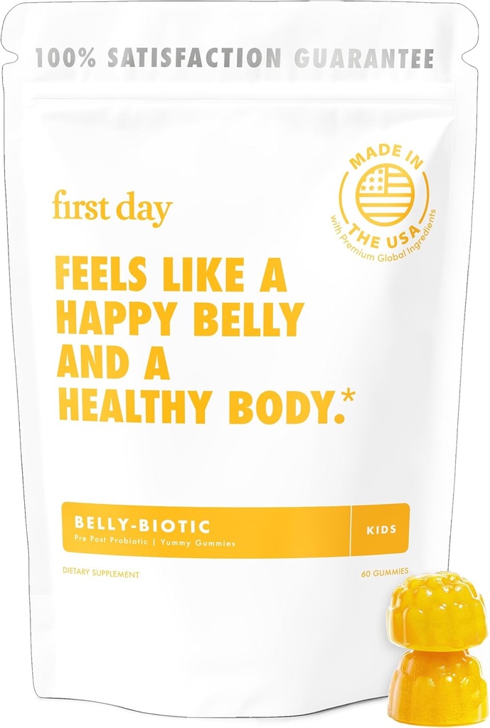ファーストデイキッズプロバイオティックグミー - 3 に 1 子供のためのプロバイオティクス + プレバイオティクス & ポストバイオティクス - 消化の健康と免疫サポートのためのプロバイオティクス - ビーガン, グルテンフリー, 30 日の供給