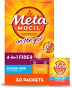 Metamucil On-The-Go, Psyllium Husk Fiber Supplement, 4-in-1 Fiber for Digestive Health, Sugar Free, Orange Flavor, 30 Count x 2 Packs (60 Count Total)