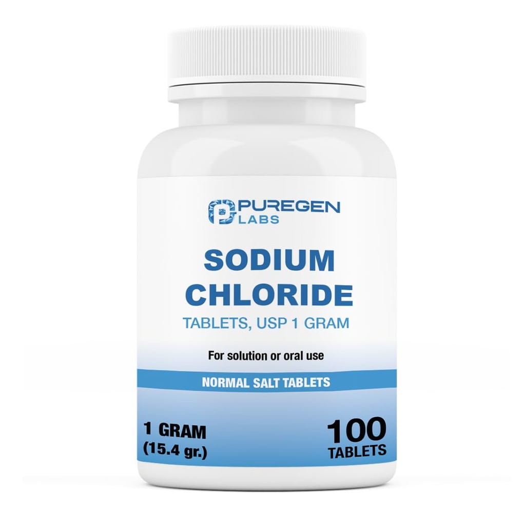 ピュアゲンラボナトリウム塩化物錠1gm(1000mg)、USP |(15.4gr.) | 100個数 | ノーマルソルト錠 | アメリカ製 | 電解液補充飲料