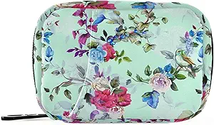 水彩色トロピカルフラワーピルボックス7日ピルケースバッグ旅行ピルオーガナイザーバッグジッパーポータブルウィークリーケースビタミンサプリメントホルダーのコンパクトサイズ