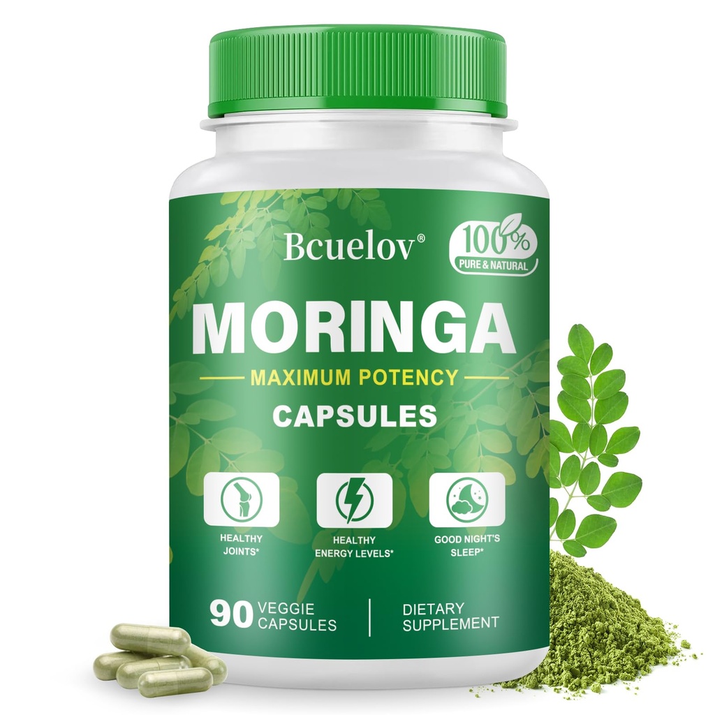 モリンガのカプセル | 800mg 純粋なモリンガの粉のカプセル–サポート エネルギー、皮及び腸の健康、免疫システム–ビタミン及びアミノ酸(90の帽子)の緑のスーパーフード