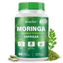 モリンガのカプセル | 800mg 純粋なモリンガの粉のカプセル–サポート エネルギー、皮及び腸の健康、免疫システム–ビタミン及びアミノ酸(90の帽子)の緑のスーパーフード
