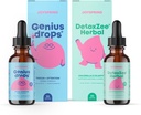 JoySpring Geniusドロップ&デトックスジーハーブバンドル | 天然由来のビタミン、非GMO、非アルコール液式、免疫健康サポート | ビーガン&ベジタリアンサプリメント
